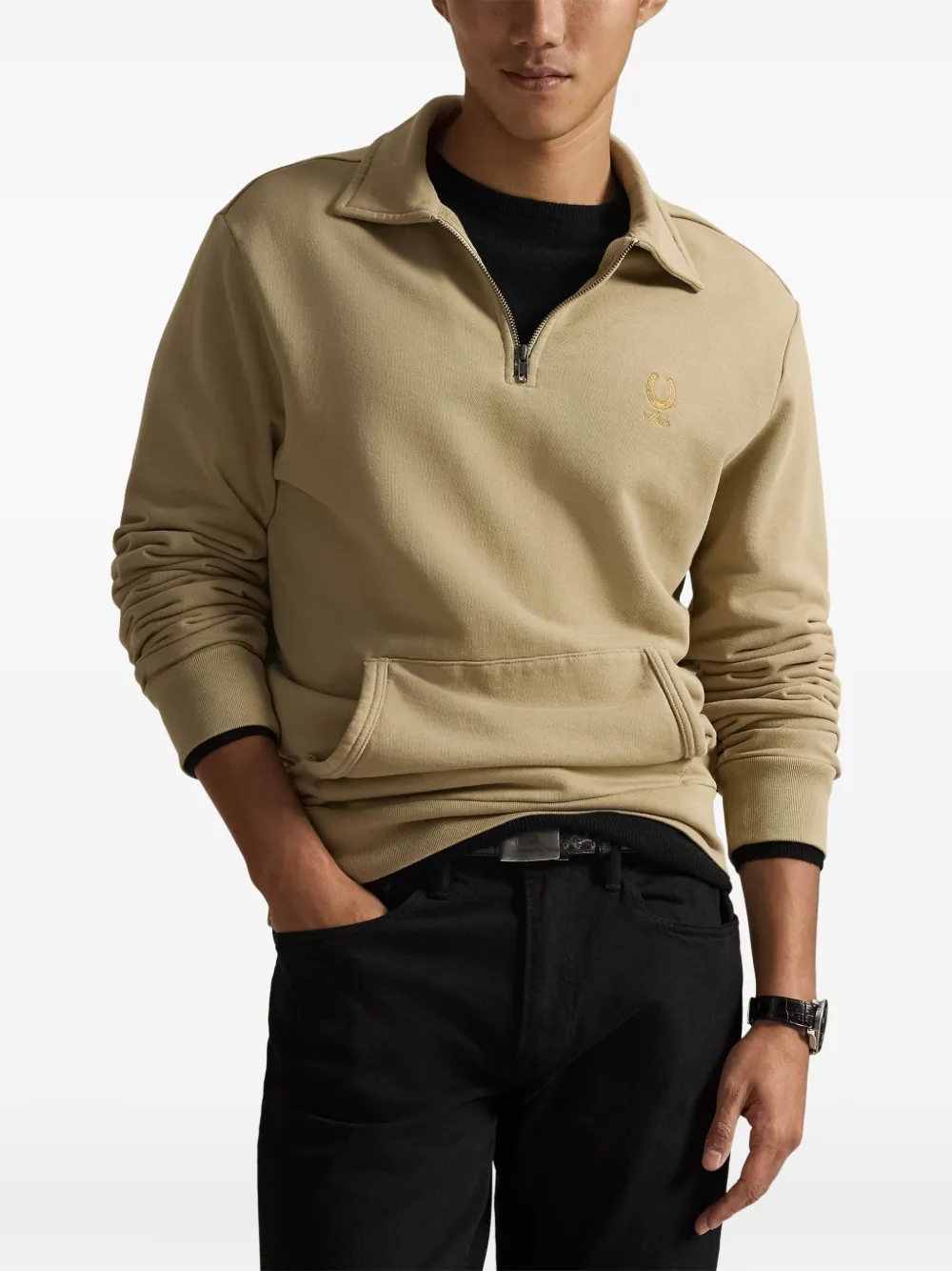Polo Ralph Lauren Poloshirt met borstzak en rits Beige