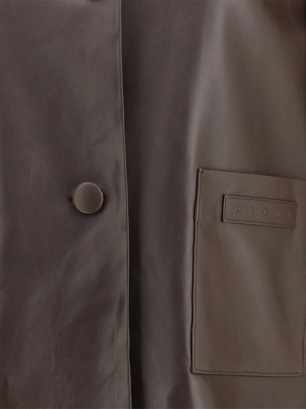 Marni Leather Jacket With A Shearling Collar In Brown