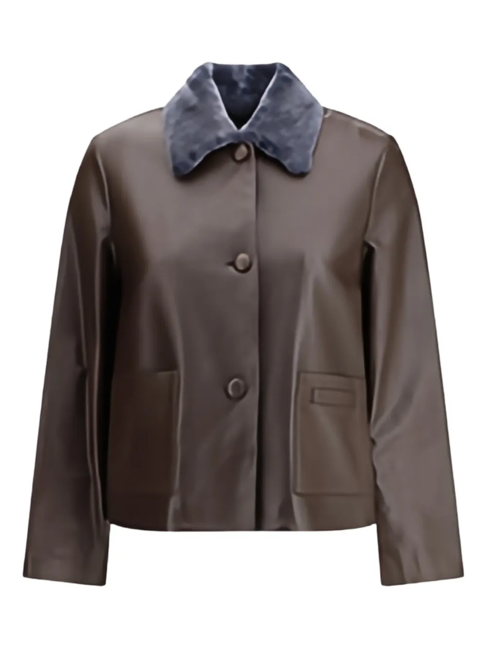 Marni Leather Jacket With A Shearling Collar In Brown