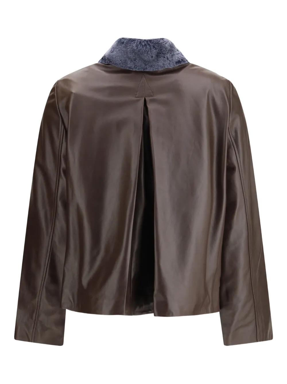 Marni Leather Jacket With A Shearling Collar In Brown