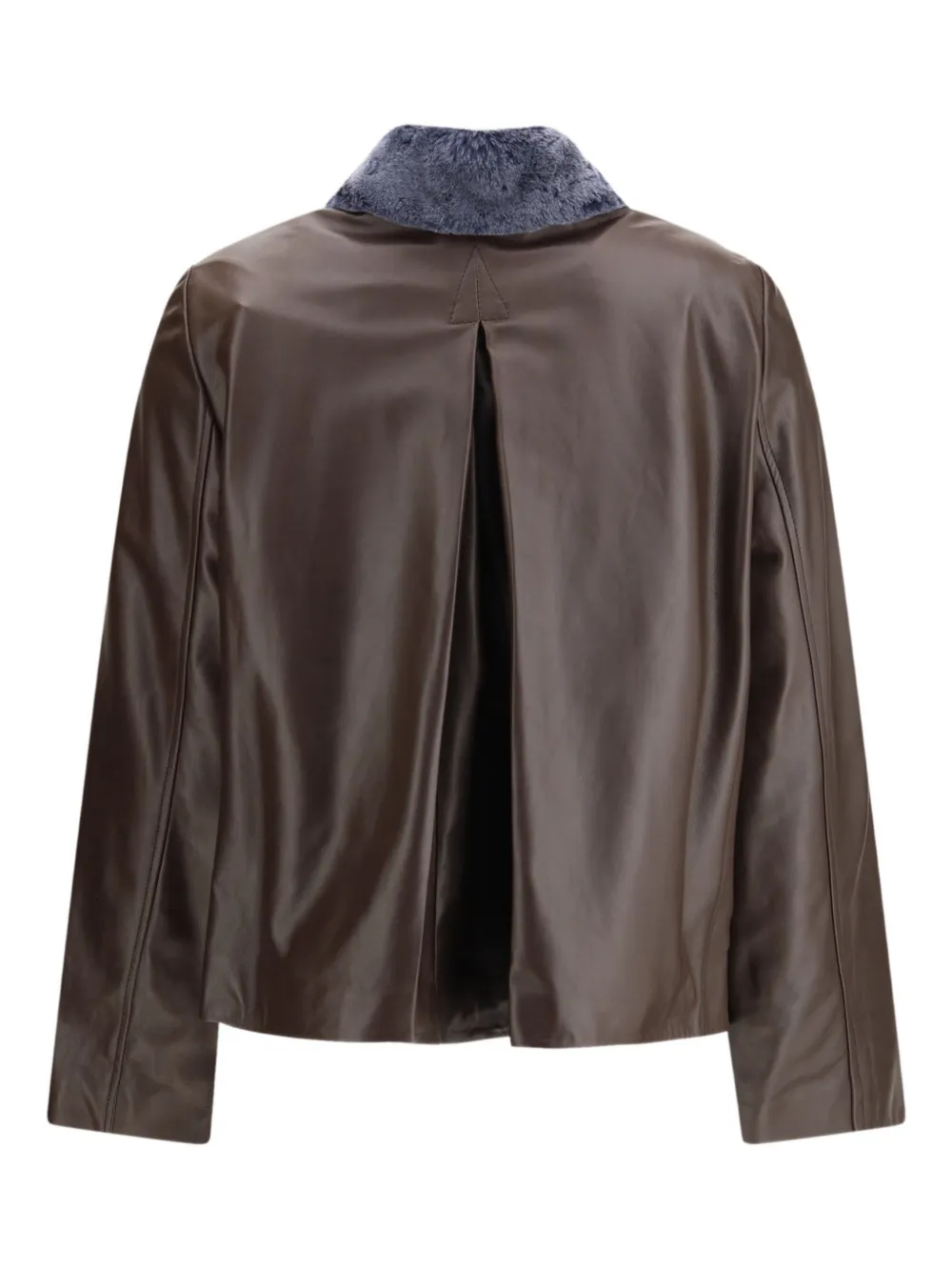 Marni Leather Jacket With A Shearling Collar In Brown