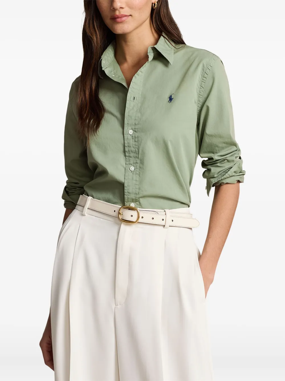 Polo Ralph Lauren Buttoned Long-sleeve Shirt In Green
