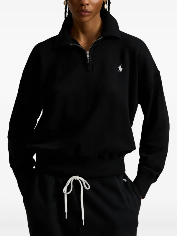 Polo Ralph Lauren quarter-zip Fleece Pullover | Black | FARFETCH AO