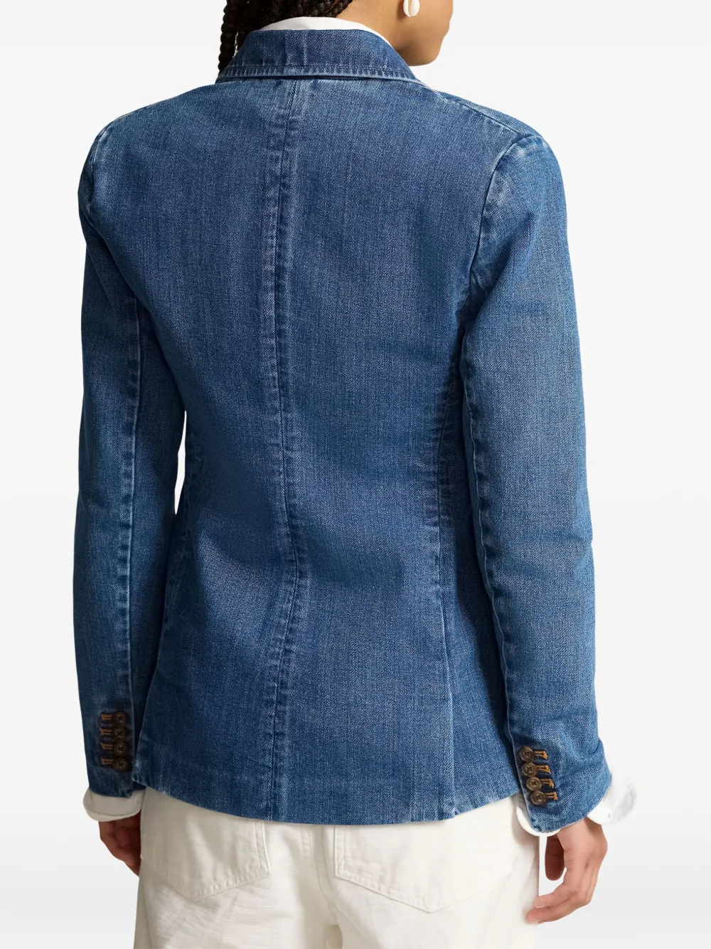 Polo Ralph Lauren Double-breasted Cotton Blazer In Blue