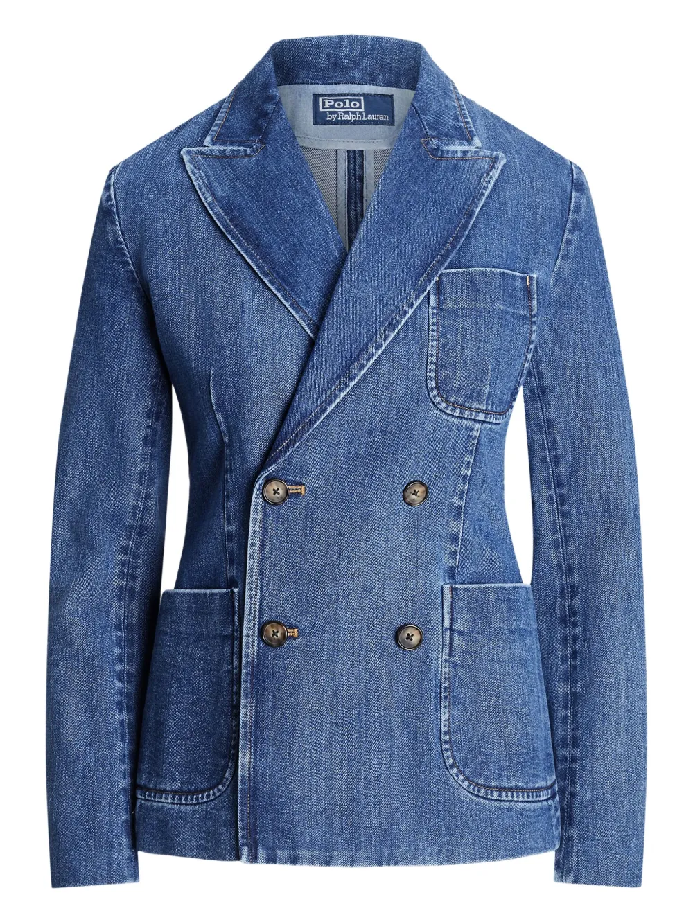 Polo Ralph Lauren Double-breasted Cotton Blazer In Blue