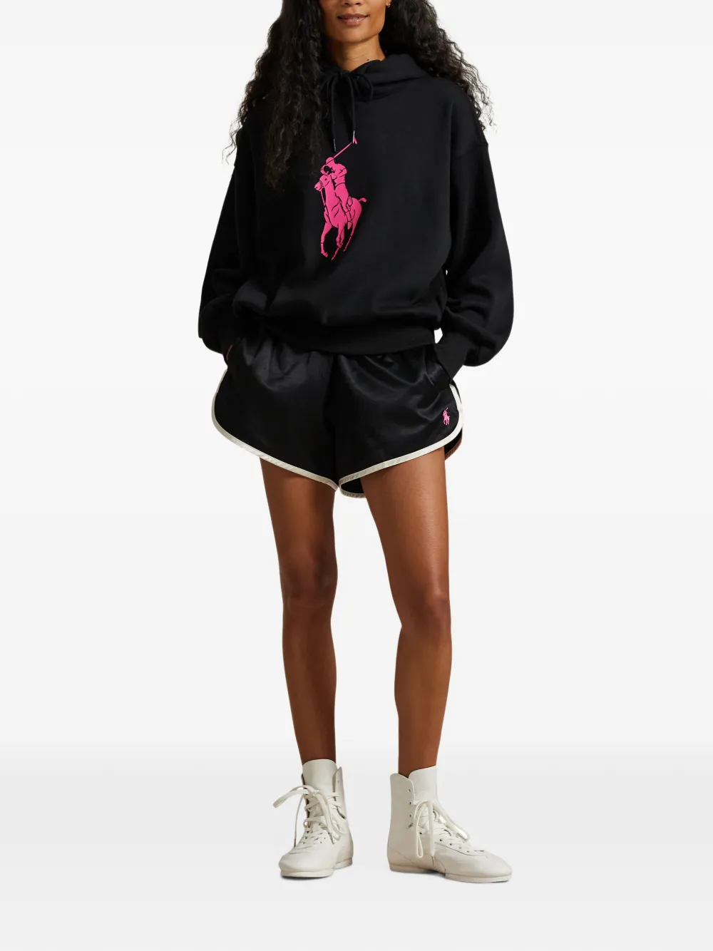 Polo Ralph Lauren Pink Pony logo-print hoodie Zwart