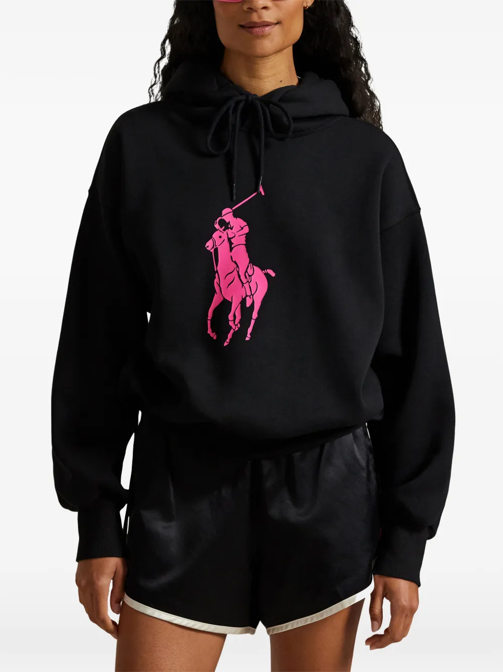 Polo Ralph Lauren Pink Pony logo-print hoodie Zwart