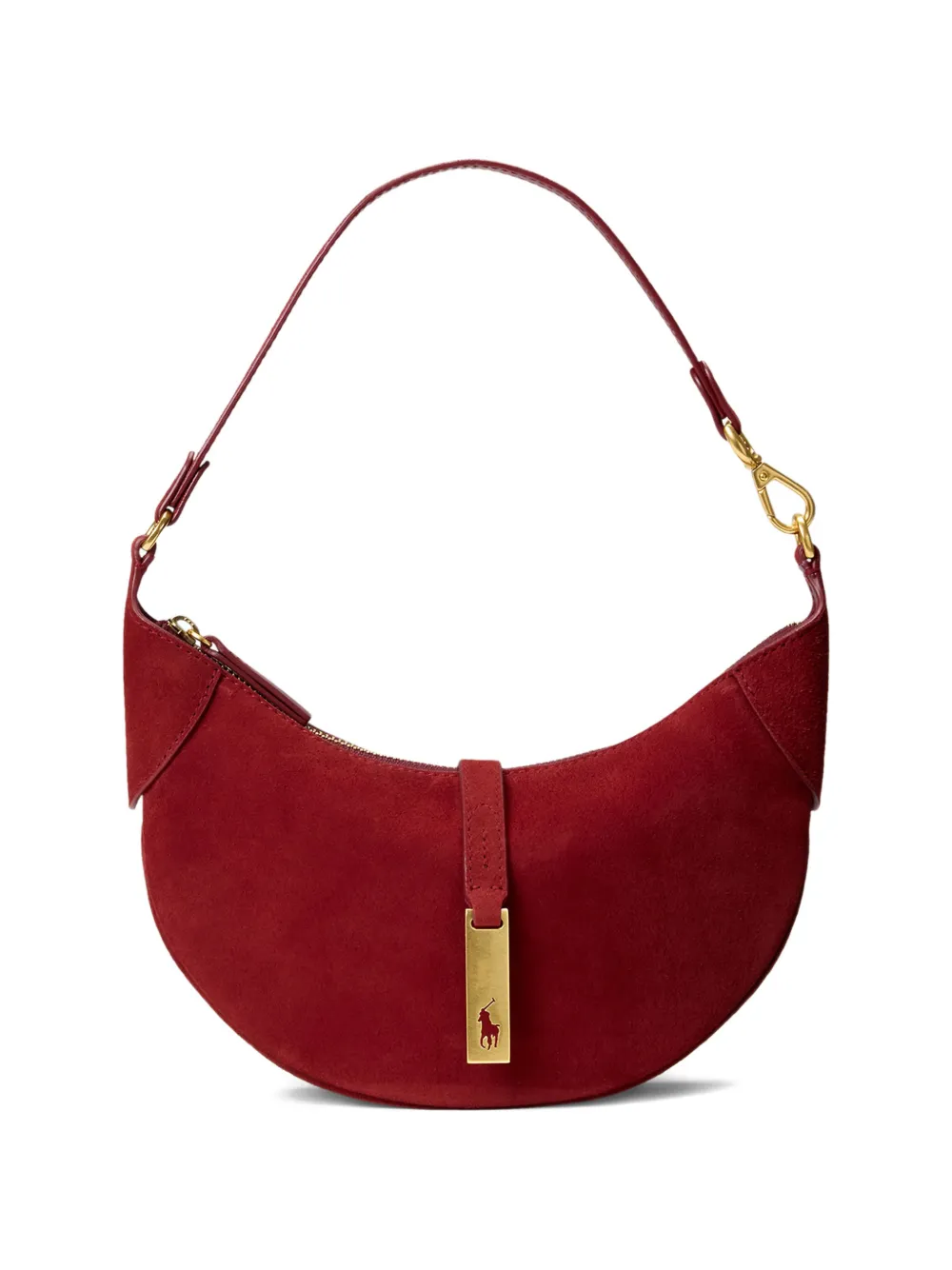 Polo Ralph Lauren tab closure logo suede shoulder bag - Rosso