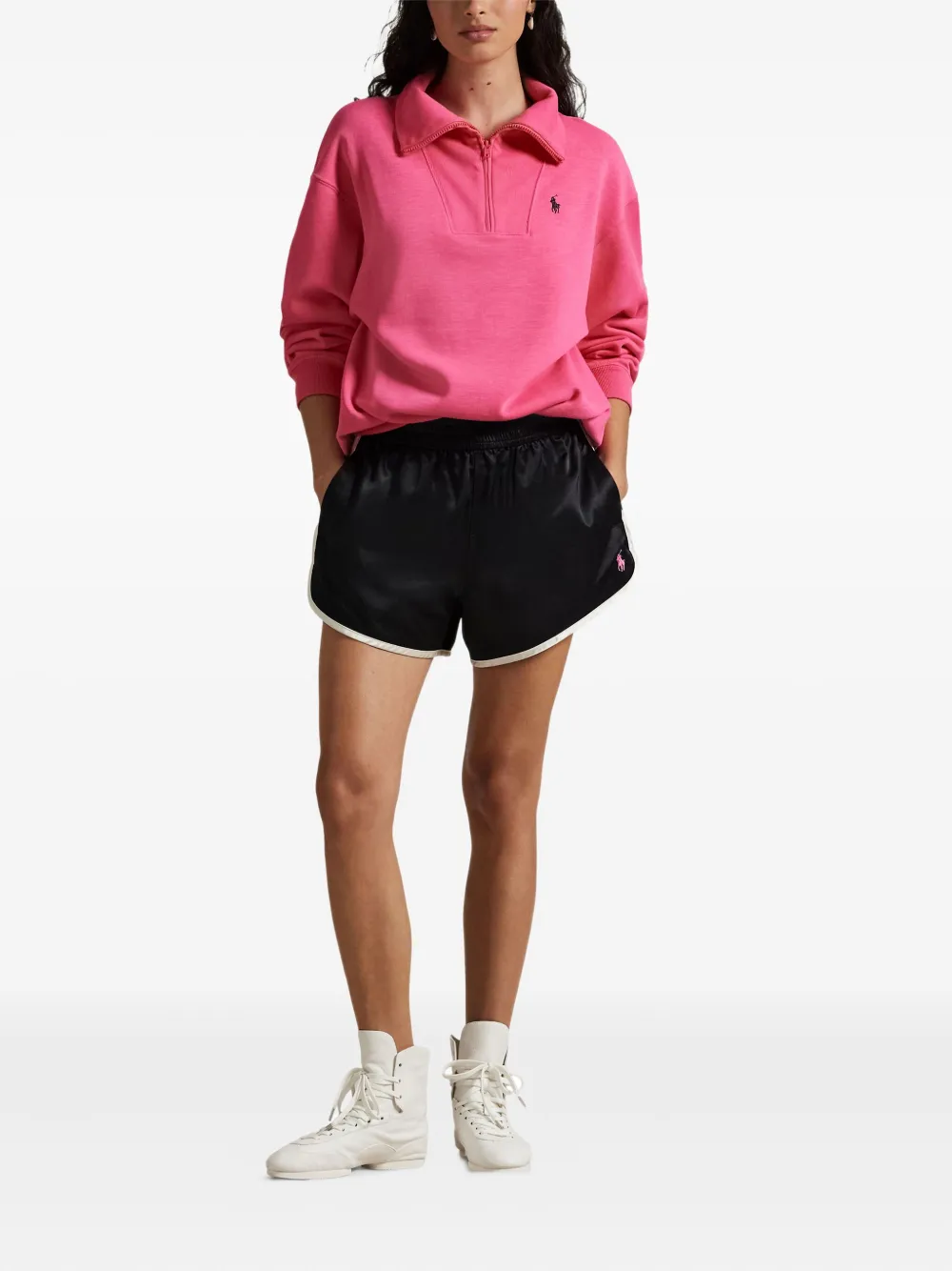 Polo Ralph Lauren Pink Pony sweater met halve rits Roze