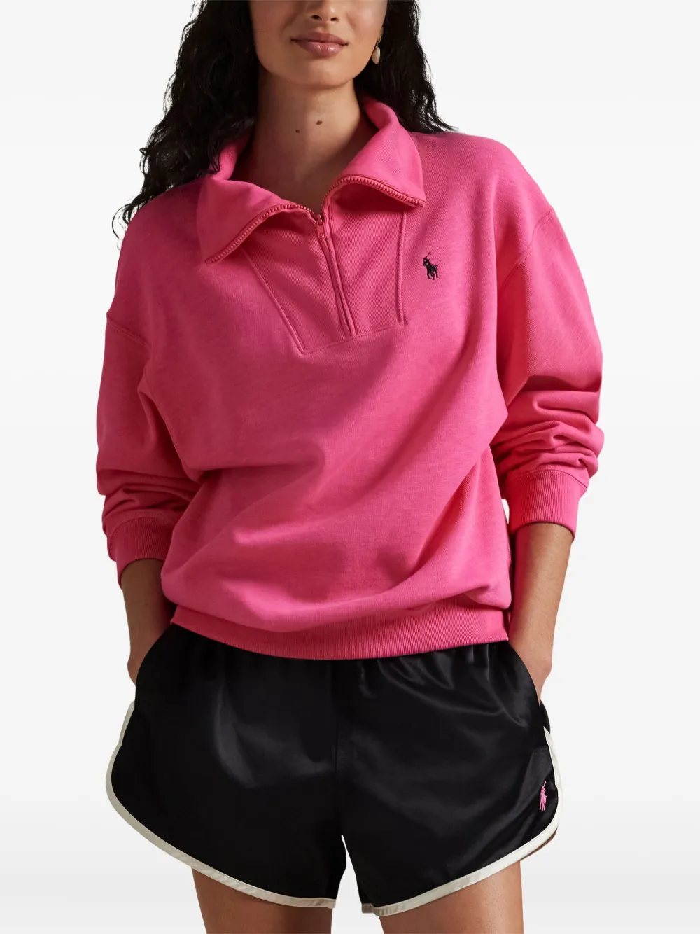 Polo Ralph Lauren Pink Pony sweater met halve rits Roze