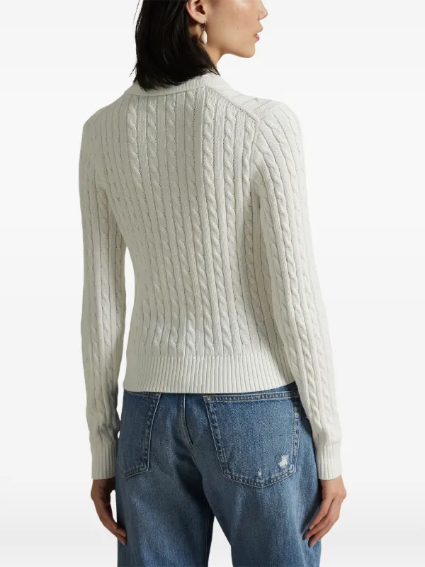 POLO RALPH LAUREN ケーブルニット カーディガン ホワイト M Polo Ralph Lauren ケーブルニット カーディガン | ホワイト | FARFETCH JP