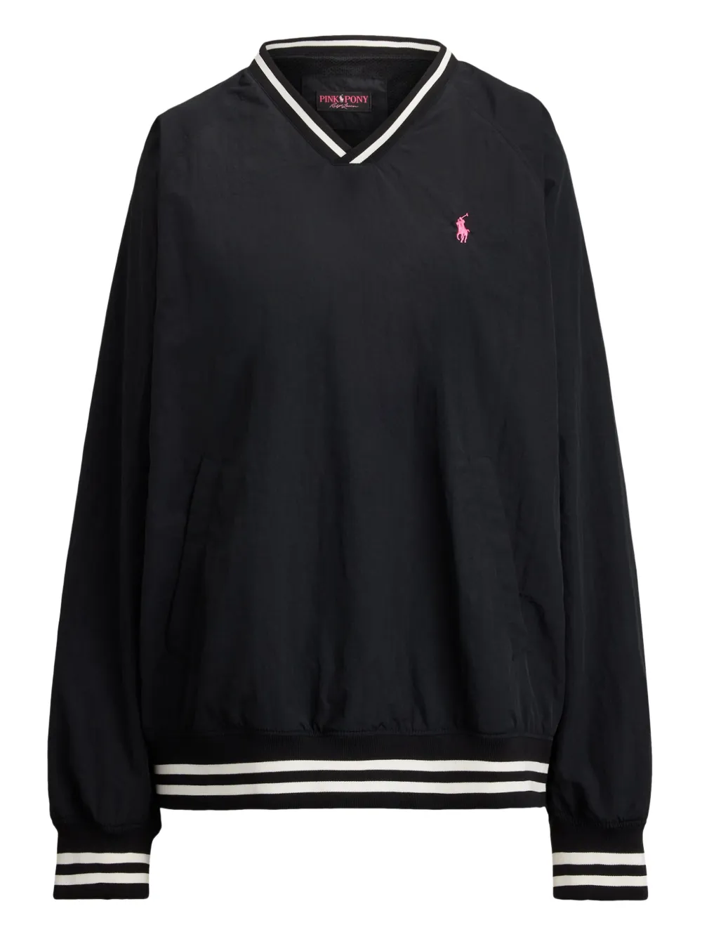 Polo Ralph Lauren Pink Poney V-neck striped knitwear - Black