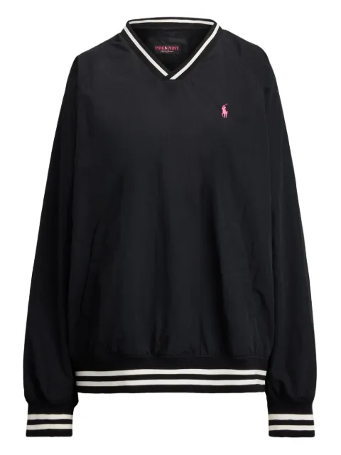 Polo Ralph Lauren Pink Poney V-neck striped knitwear