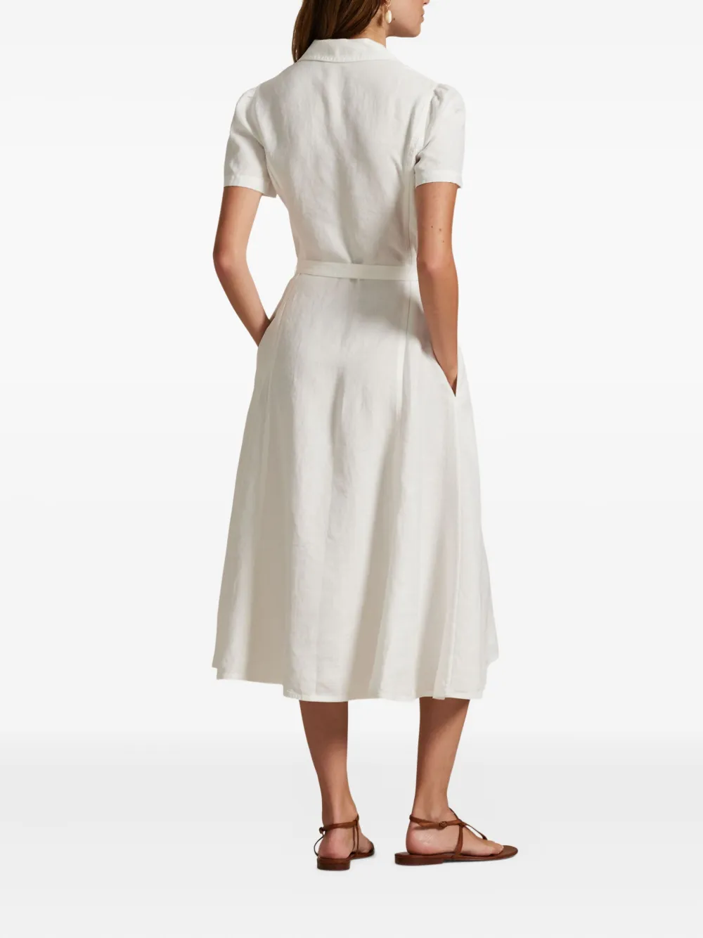 Polo Ralph Lauren Belted-buttoned Midi Dress In Neutral
