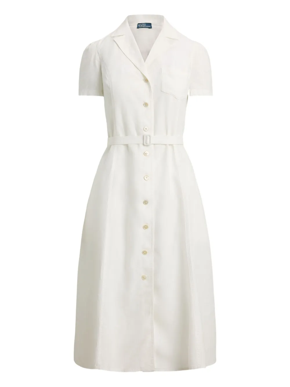 Polo Ralph Lauren belted-buttoned midi dress - ホワイト Polo Ralph Lauren belted-buttoned midi dress - ホワイト