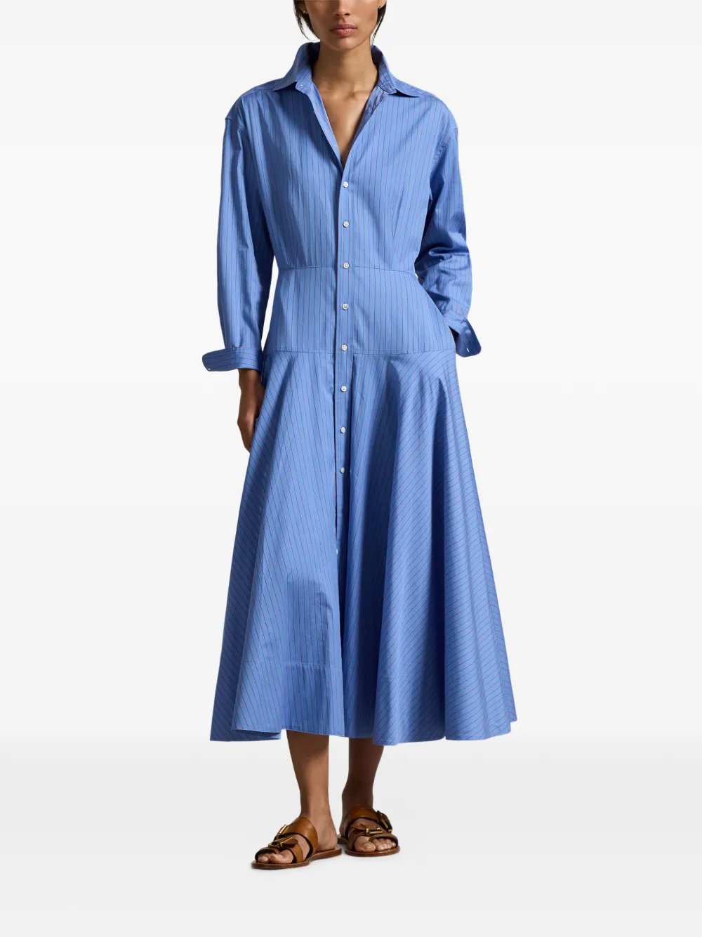 Polo Ralph Lauren Midi-jurk met krijtstreep Blauw
