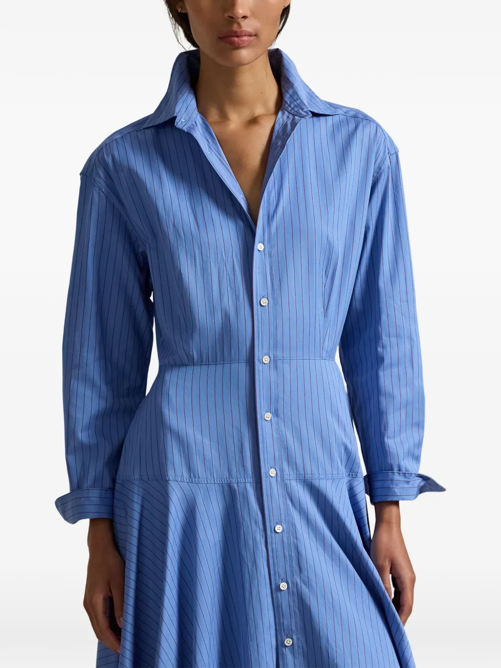 Polo Ralph Lauren Midi-jurk met krijtstreep Blauw