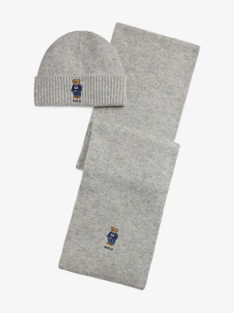 Polo Ralph Lauren embroidered scarf and beanie set