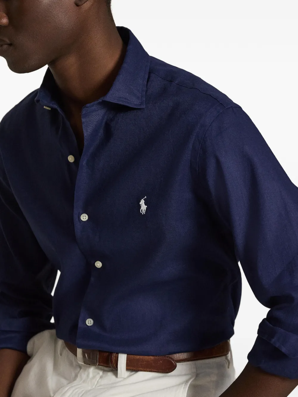Polo Ralph Lauren Linnen overhemd met knopen Blauw