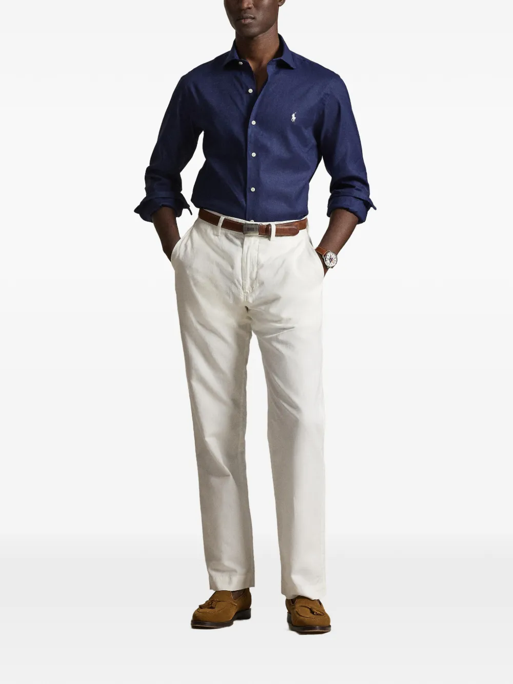 Polo Ralph Lauren Linnen overhemd met knopen Blauw
