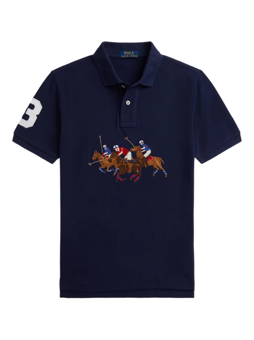 POLO RALPH LAUREN KIDS embroidered triple-pony patch polo shirt - Blue