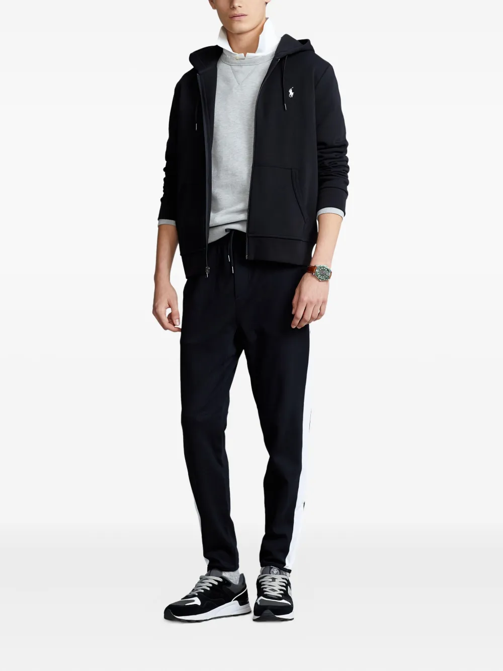 Polo Ralph Lauren Hoodie met geborduurd logo en rits Zwart