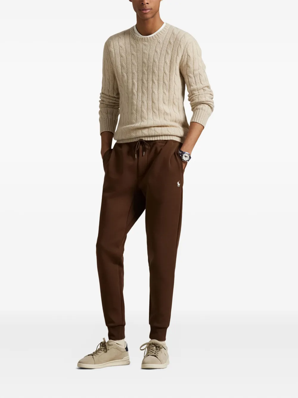 double-knit embroidered track pants