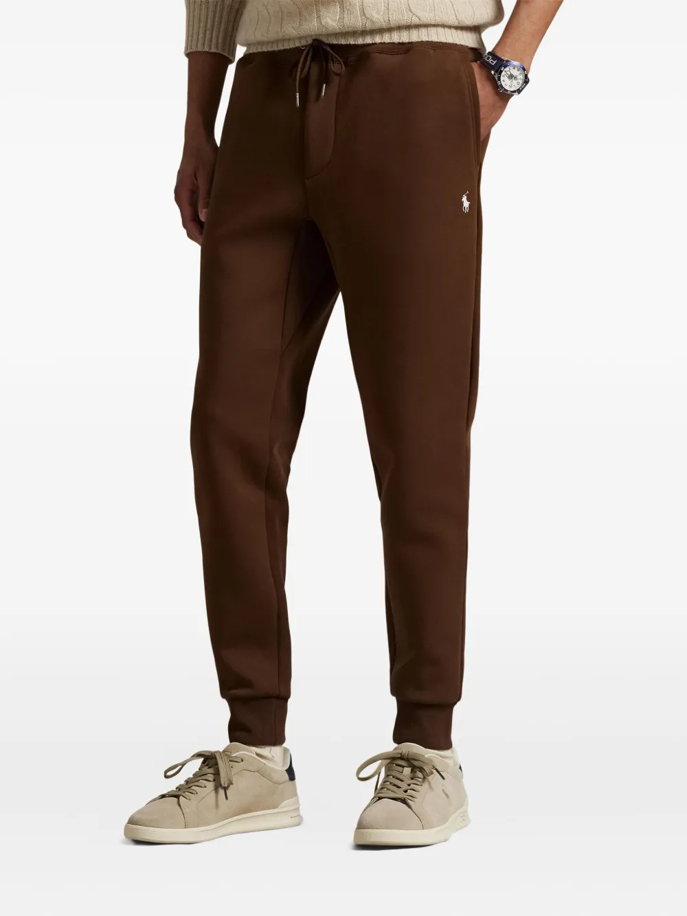double-knit embroidered track pants