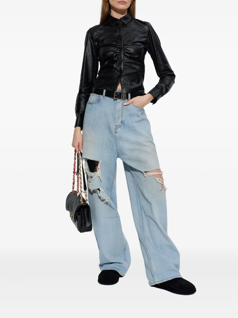 Balenciaga Leren overhemd Zwart