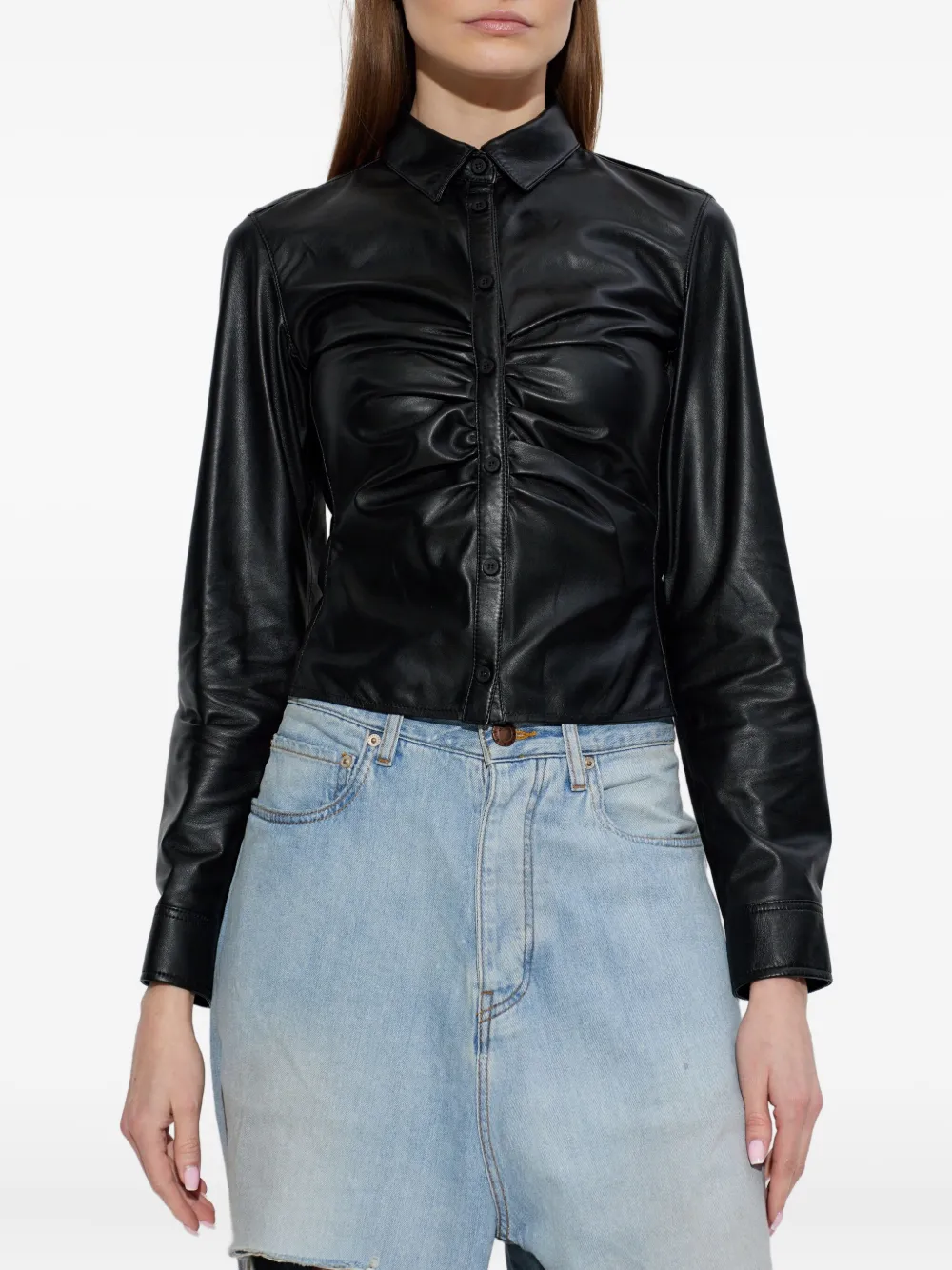 Balenciaga Leren overhemd Zwart