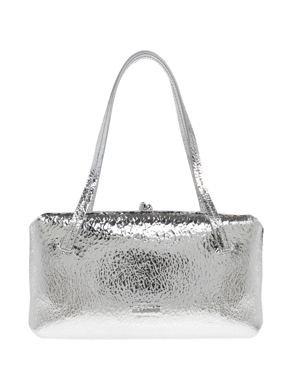 Jil Sander Textured Leather Shoulder Bag In Silver