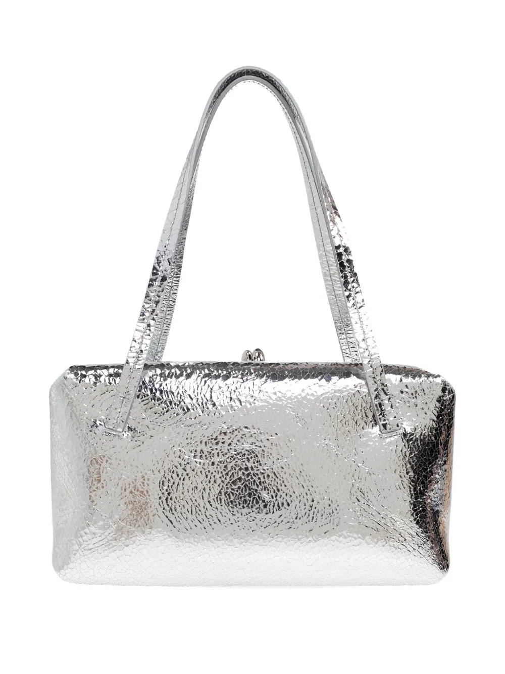 Jil Sander Textured Leather Shoulder Bag In Silver