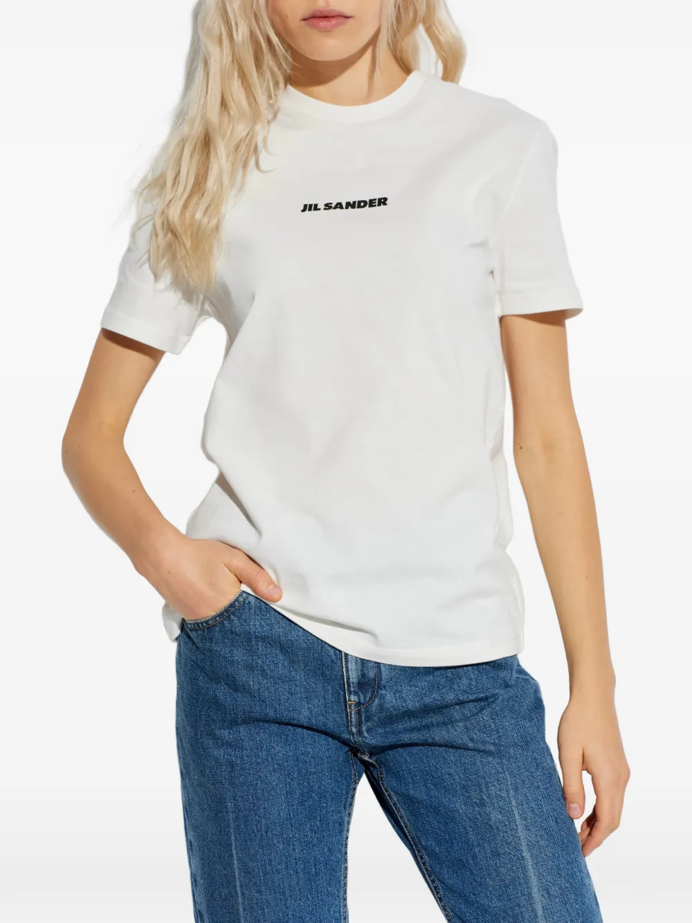 Jil Sander Short-sleeve T-shirt With Centered Logo Detail In White