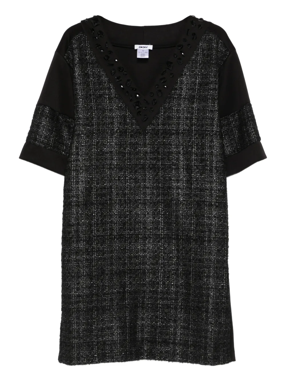 DKNY V-neck panelled mini dress - Nero