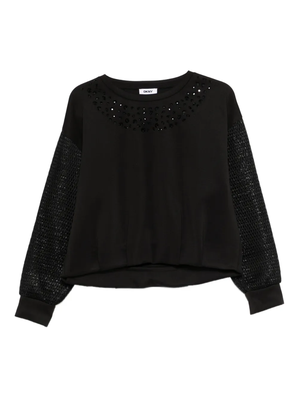 DKNY embellished mesh-sleeve sweatshirt - Schwarz