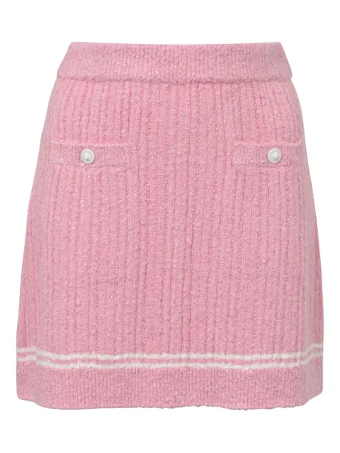 CHANEL Pre-Owned tweeded button-detailing mini skirt