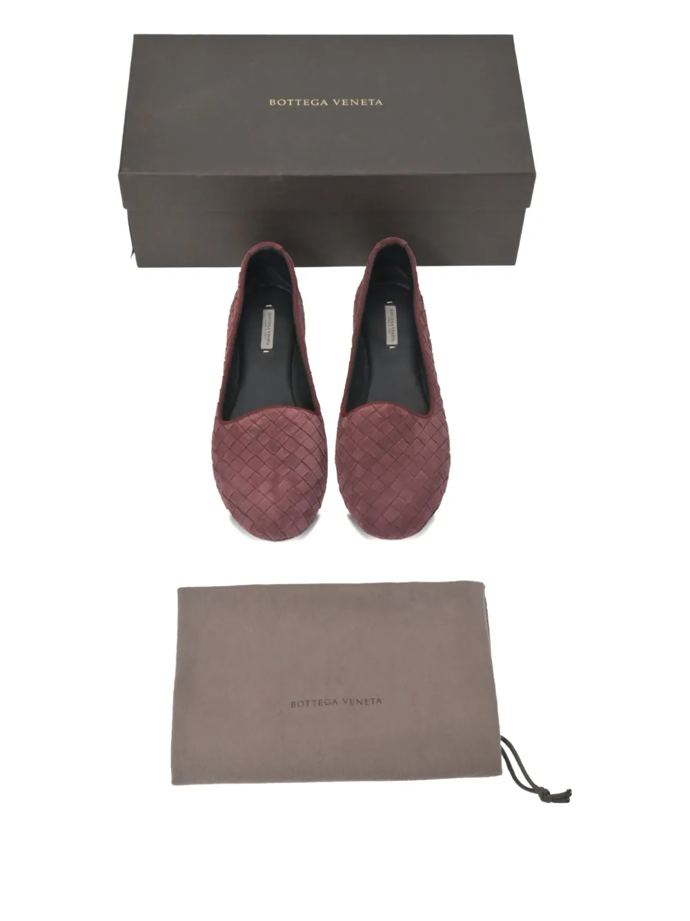 Pre-owned Bottega Veneta 240mm Intrecciato Ballet Flats In Red