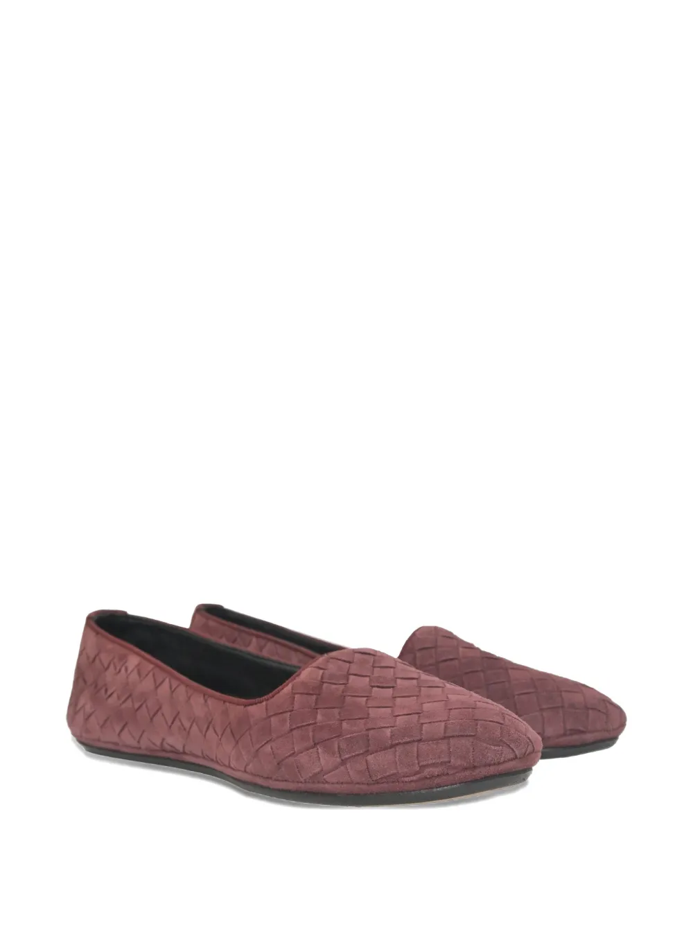 Pre-owned Bottega Veneta 240mm Intrecciato Ballet Flats In Red