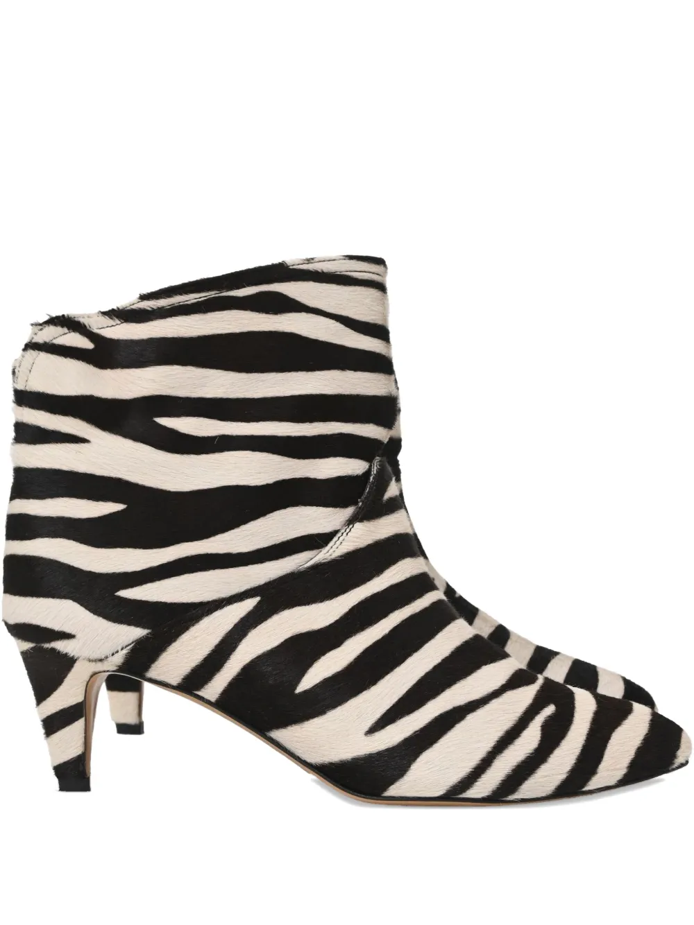Pre-owned Isabel Marant Vintage 60mm Zebra-print Ankle Boots In White