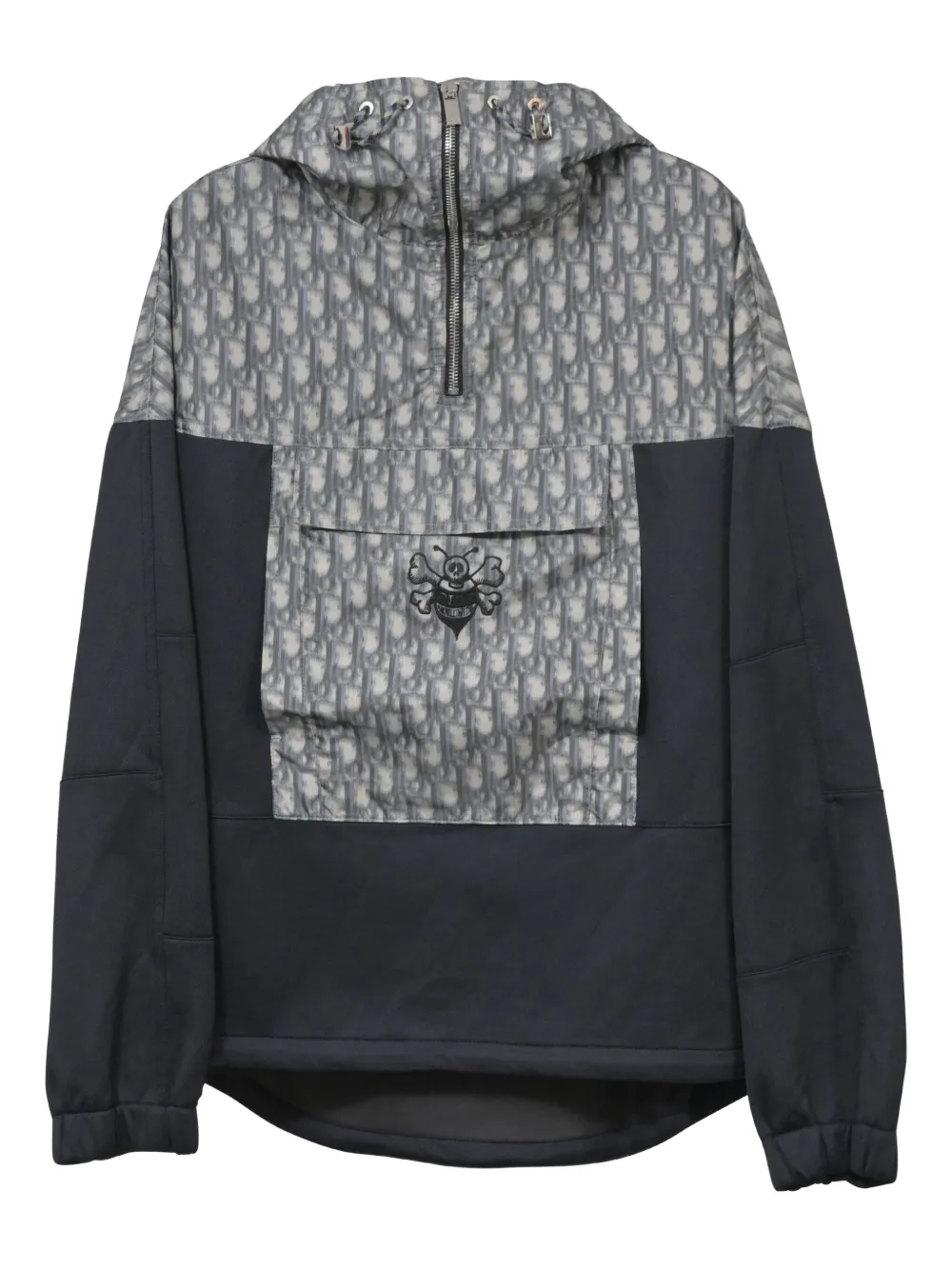 Christian Dior Pre-Owned x Stussy blurred-detailed hoodie - ブルー Christian Dior Pre-Owned x Stussy blurred-detailed hoodie - ブルー