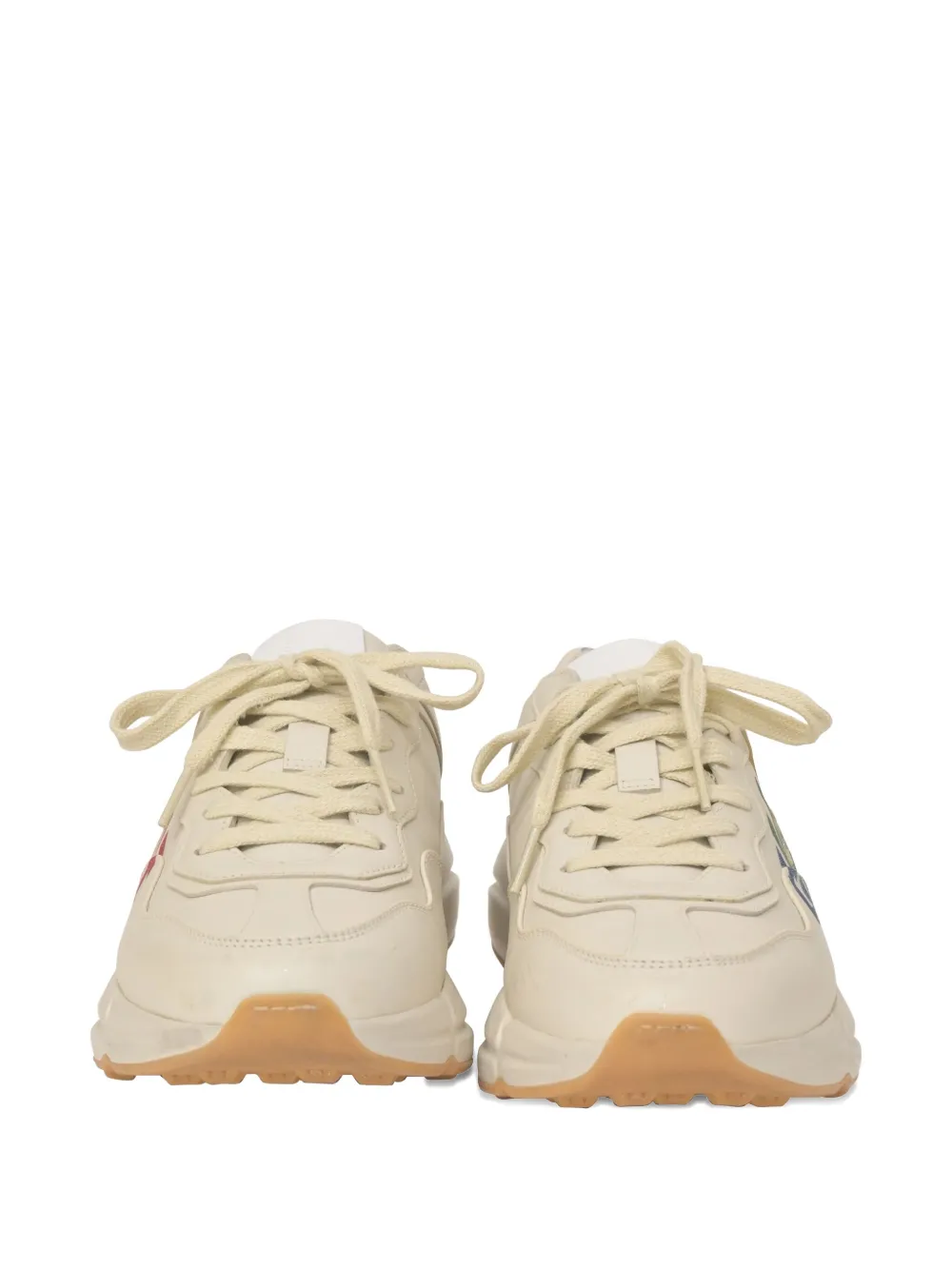 Pre-owned Gucci Rhyton Leather Sneakers In White