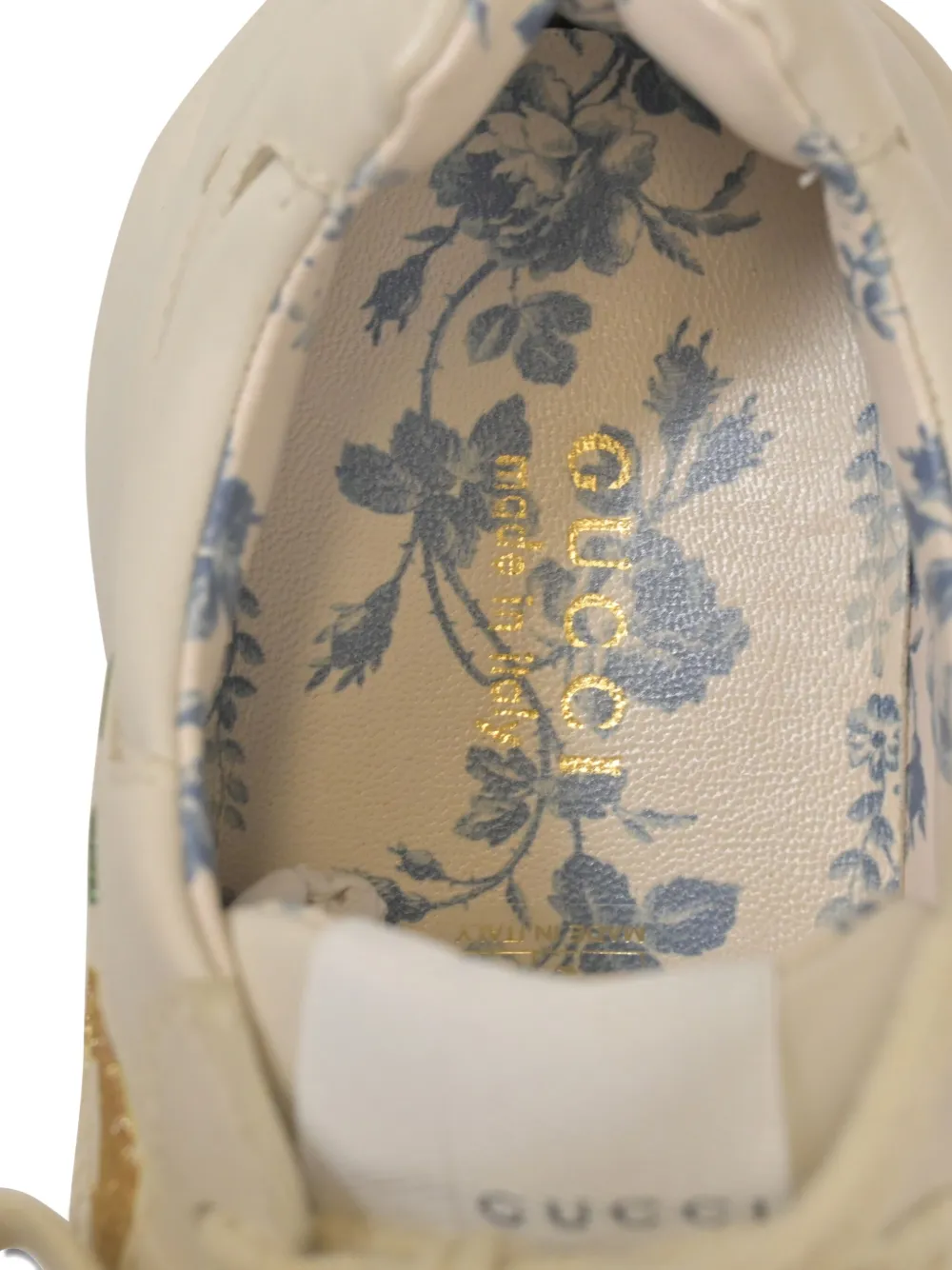 Pre-owned Gucci Rhyton Leather Sneakers In White