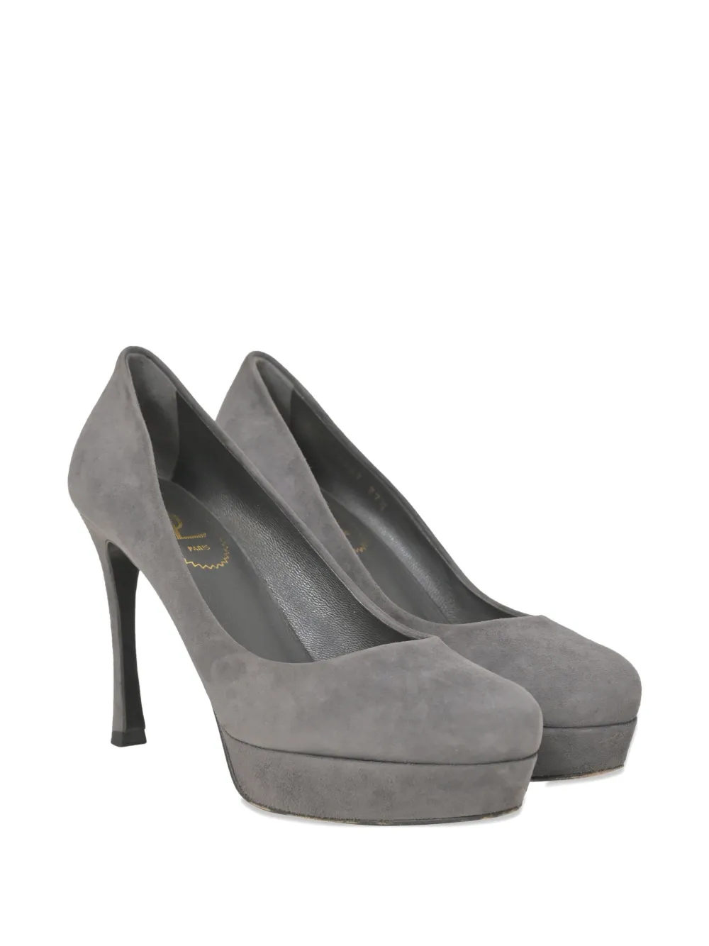 SAINT LAURENT Pre-owned 100mm Gisele Platform Pumps In Gray