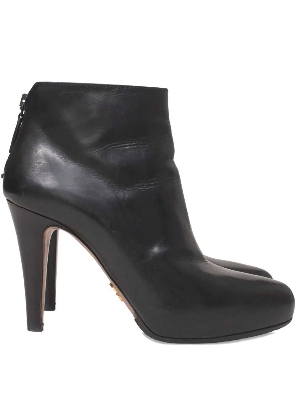 Pre-owned Prada 100mm Almond-toe Zip-fastening Ankle Boots In Black