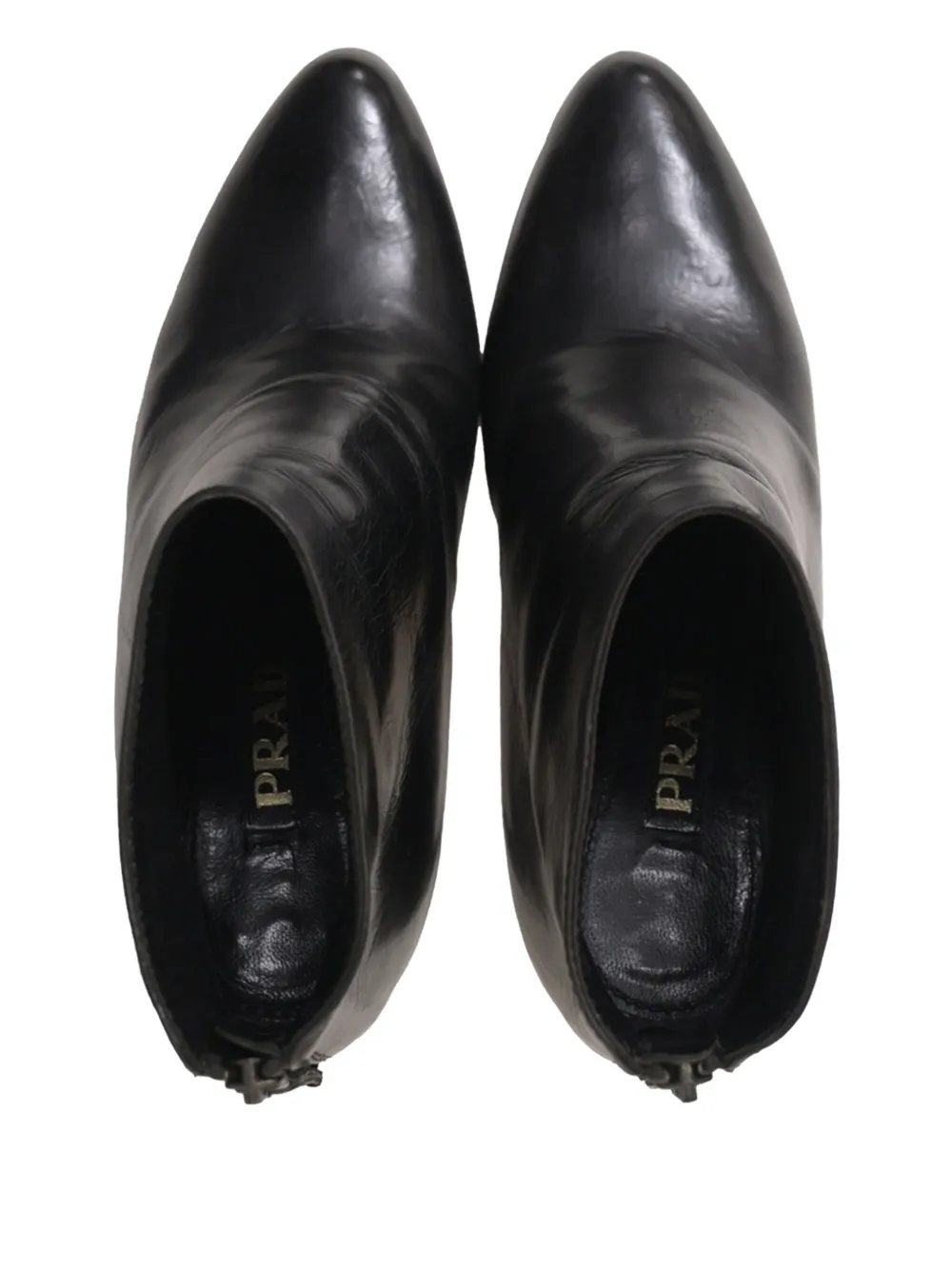 Pre-owned Prada 100mm Almond-toe Zip-fastening Ankle Boots In Black