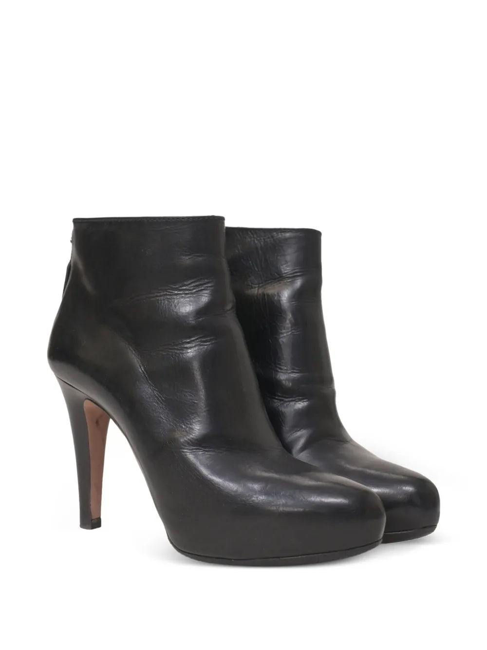 Prada Pre-Owned 100 mm enkellaarzen met amandelvormige neus en ritssluiting - Zwart