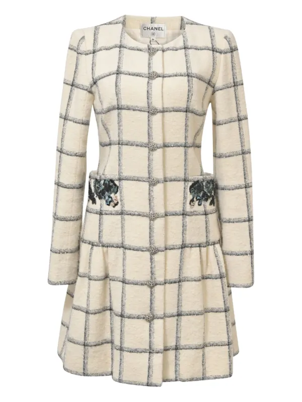 Chanel Tweed-Texture Midi Dress - Neutrals