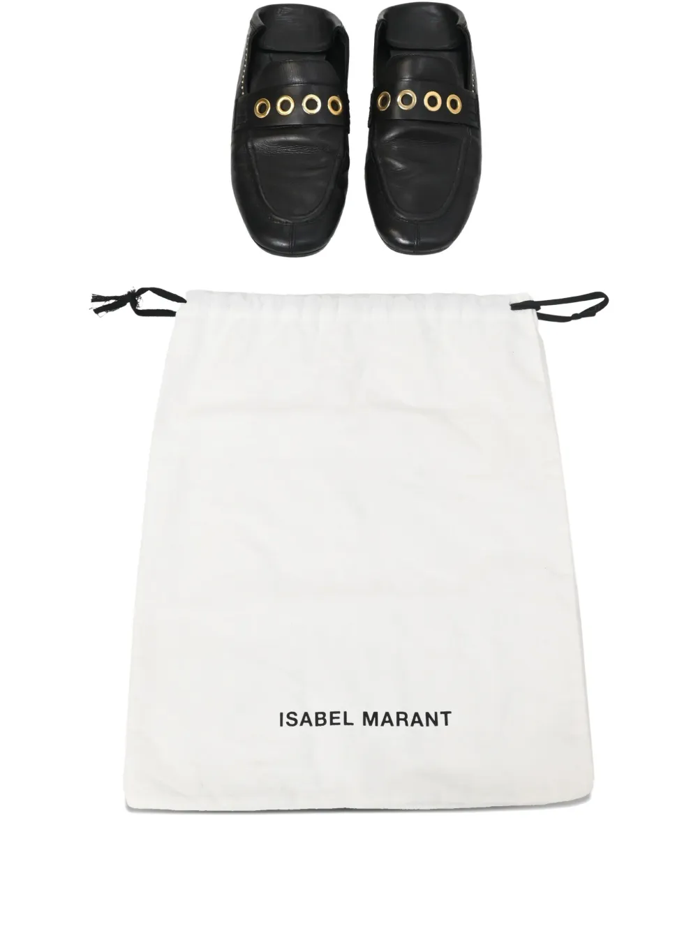 Pre-owned Isabel Marant Vintage 250mm Grommet Studded Fosten Loafers In Black