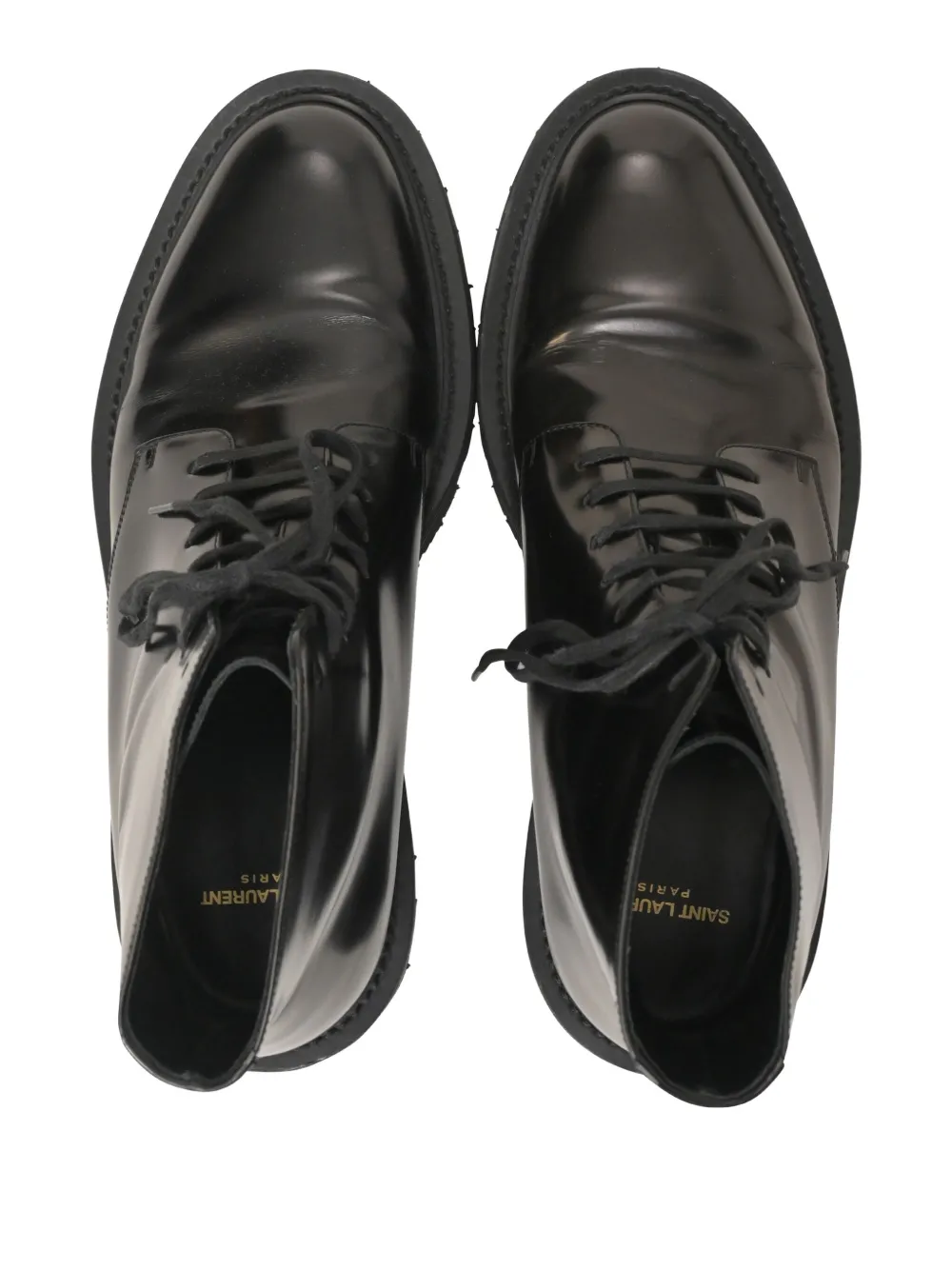 Pre-owned Saint Laurent 30mm Lace-up Boots In Black