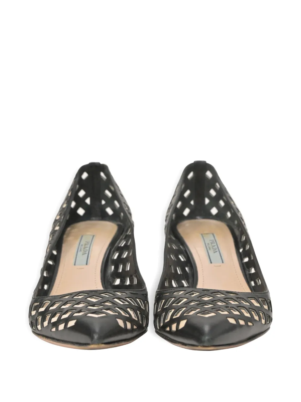PRADA Pre-owned 60mm Lattice Lasercut Pumps In Black
